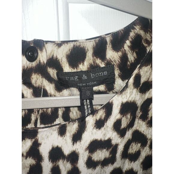 Rag & Bone 100% Silk Leopard Print Short Dress - Size 8 - Picture 7 of 12